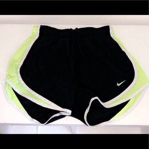 neon & black nike tempo women’s running shorts